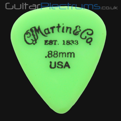 C F Martin Number 5 Delrin Fluorescent Green 0.88mm Guitar Plectrums - Click Image to Close