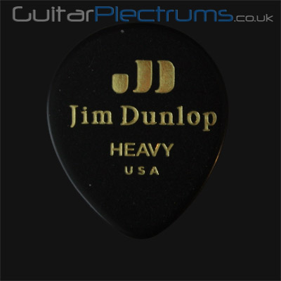 Dunlop Celluloid Teardrop Black Heavy Guitar Plectrums - Click Image to Close