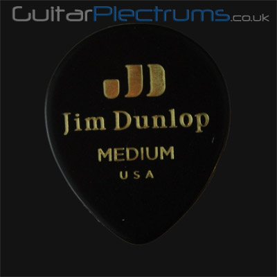 Dunlop Celluloid Teardrop Black Medium Guitar Plectrums - Click Image to Close