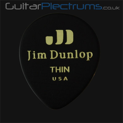 Dunlop Celluloid Teardrop Black Thin Guitar Plectrums - Click Image to Close