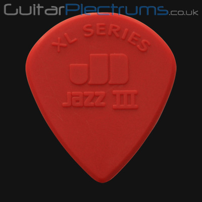 Dunlop Nylon Jazz III XL Red Nylon Sharp 1.38mm Guitar Plectrums - Click Image to Close