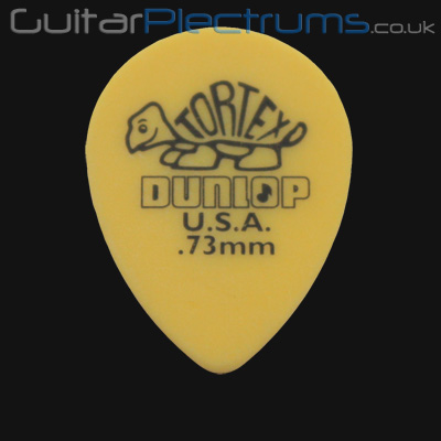 Dunlop Tortex Small Tear Drop 0.73mm Yellow Guitar Plectrums - Click Image to Close
