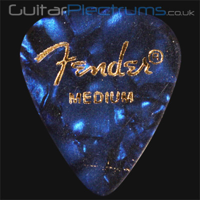 Fender Celluloid 351 Blue Moto Medium Guitar Plectrums - Click Image to Close