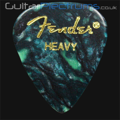 Fender Celluloid 351 Ocean Turquoise Heavy Guitar Plectrums - Click Image to Close