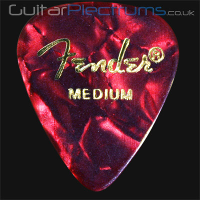 Fender Celluloid 351 Red Moto Medium Guitar Plectrums - Click Image to Close