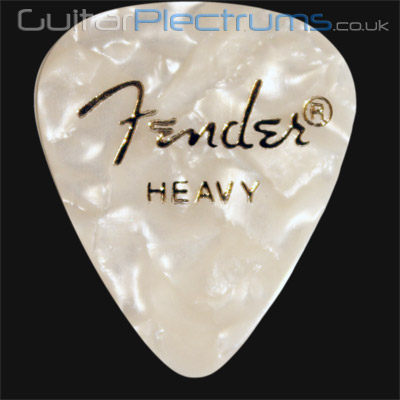 Fender Celluloid 351 White Moto Heavy Guitar Plectrums - Click Image to Close