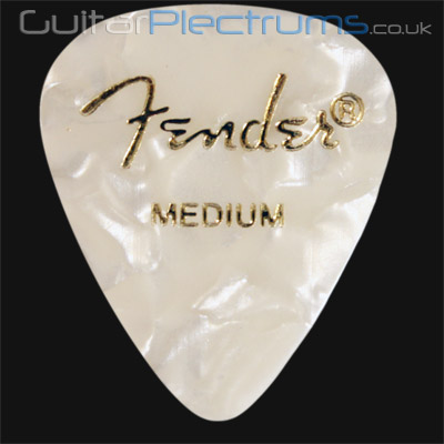 Fender Celluloid 351 White Moto Medium Guitar Plectrums - Click Image to Close