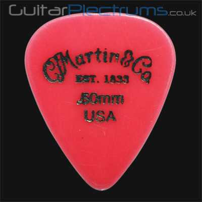 C F Martin Number 5 Delrin Fluorescent Red 0.50mm Guitar Plectrums - Click Image to Close