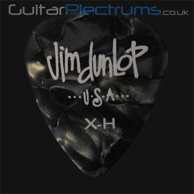 Dunlop Celluloid Classics Standard Black Perloid Extra Heavy Guitar Plectrums - Click Image to Close