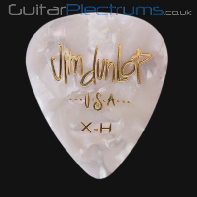 Dunlop Celluloid Classics Standard White Perloid Extra Heavy Guitar Plectrums - Click Image to Close