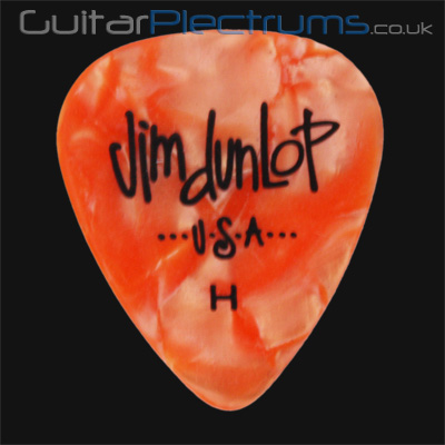 Dunlop Celluloid Classics Standard Orange Perloid Heavy Guitar Plectrums - Click Image to Close