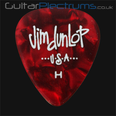 Dunlop Celluloid Classics Standard Red Perloid Heavy Guitar Plectrums - Click Image to Close