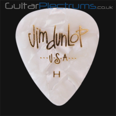 Dunlop Celluloid Classics Standard White Perloid Heavy Guitar Plectrums - Click Image to Close