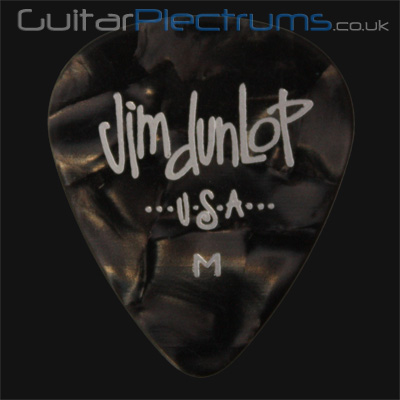 Dunlop Celluloid Classics Standard Black Perloid Medium Guitar Plectrums - Click Image to Close