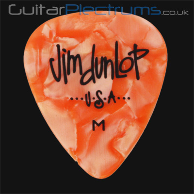 Dunlop Celluloid Classics Standard Orange Perloid Medium Guitar Plectrums - Click Image to Close