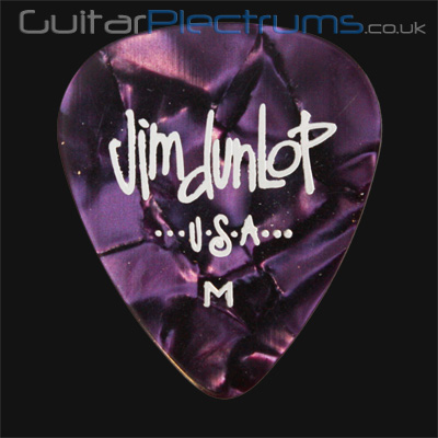 Dunlop Celluloid Classics Standard Purple Perloid Medium Guitar Plectrums - Click Image to Close