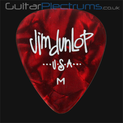 Dunlop Celluloid Classics Standard Red Perloid Medium Guitar Plectrums - Click Image to Close
