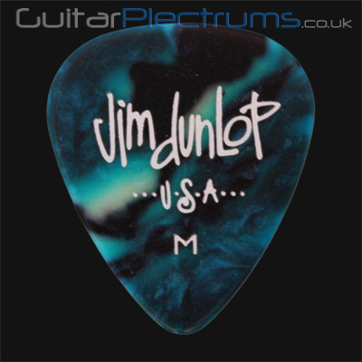 Dunlop Celluloid Classics Standard Turquoise Perloid Medium Guitar Plectrums - Click Image to Close