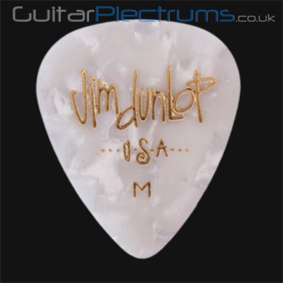 Dunlop Celluloid Classics Standard White Perloid Medium Guitar Plectrums - Click Image to Close