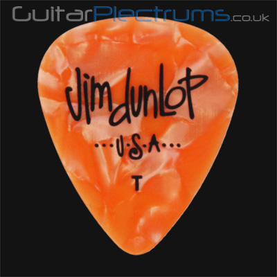 Dunlop Celluloid Classics Standard Orange Perloid Thin Guitar Plectrums - Click Image to Close