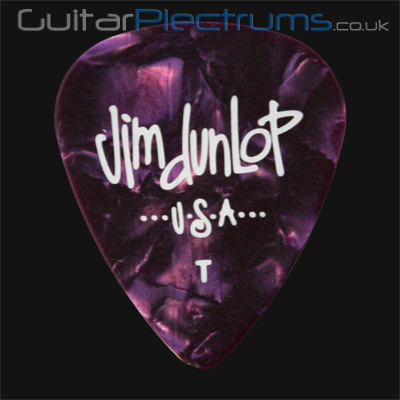 Dunlop Celluloid Classics Standard Purple Perloid Thin Guitar Plectrums - Click Image to Close