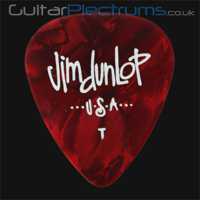 Dunlop Celluloid Classics Standard Red Perloid Thin Guitar Plectrums - Click Image to Close