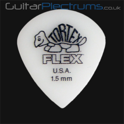 Dunlop Tortex Flex Jazz III 1.50mm White Guitar Plectrums - Click Image to Close