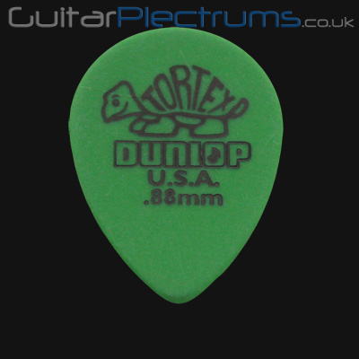 Dunlop Tortex Small Tear Drop 0.88mm Green Guitar Plectrums - Click Image to Close