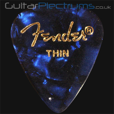 Fender Celluloid 351 Blue Moto Thin Guitar Plectrums - Click Image to Close