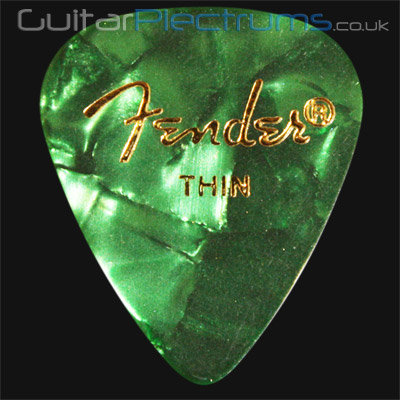 Fender Celluloid 351 Green Moto Thin Guitar Plectrums - Click Image to Close